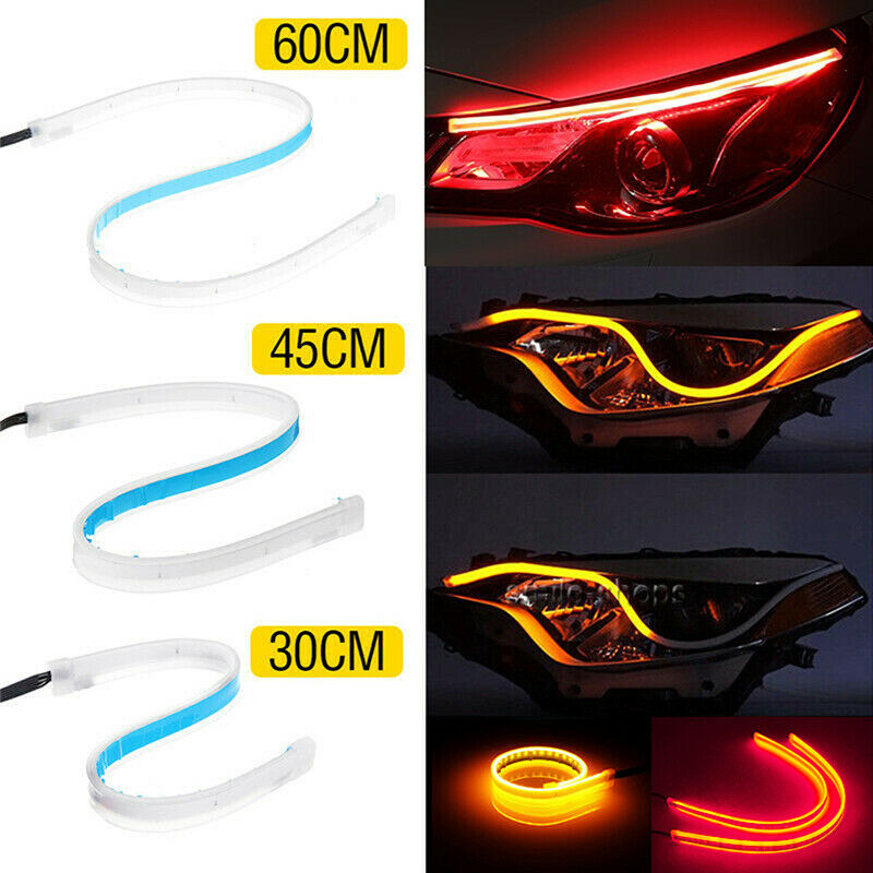 Red+Yellow Flexible Car Tube DRL LED Strip Daytime Running Light Turn Signal