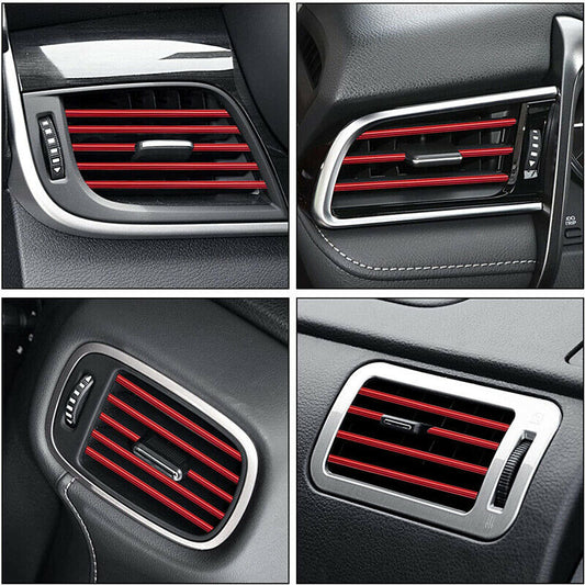 10x Car Accessories Red Air Conditioner Air Outlet Decoration Strip Cover