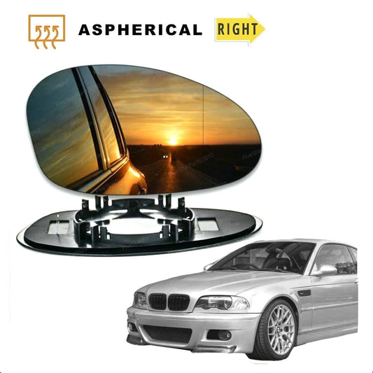 Right Driver side Wide Angle wing mirror glass for BMW M3 E46 2000-2006 heated