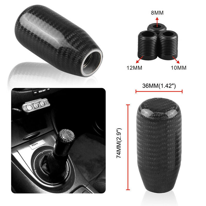 Real Carbon Fiber Gear Stick Shift Knob Shifter Manual Transmission Universal