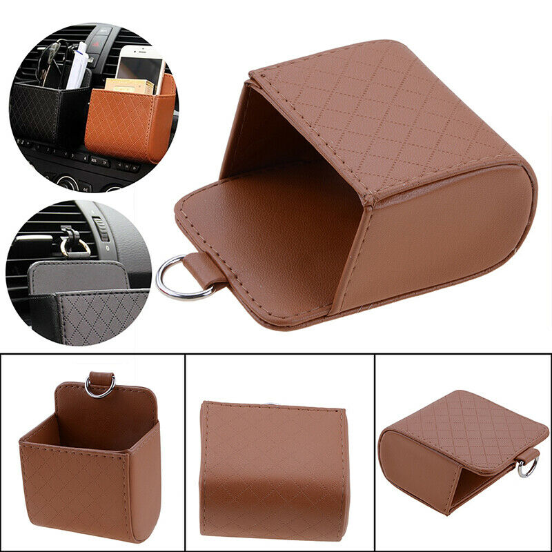 Car Air Seat Outlet Organiser Storage Pocket Holder PU Leather Phone Pouch Box e