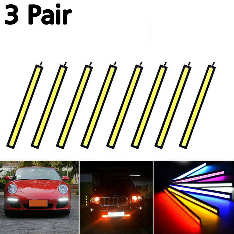 6X LED Strip Car DRL Running Daytime Light COB Driving Fog Lights Waterproof