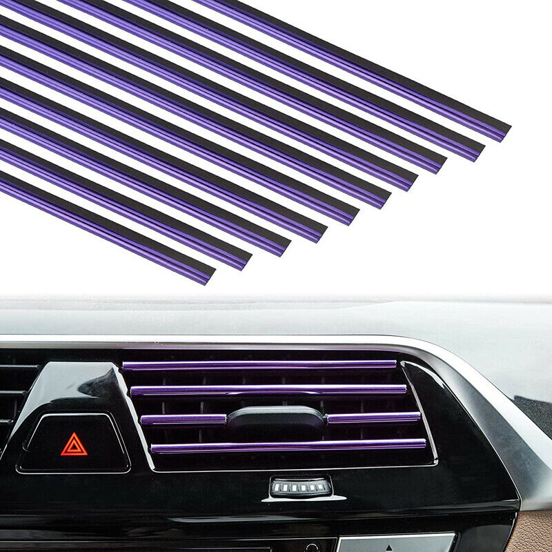 10x Car Accessories Purple Air Conditioner Air Outlet Decoration Strip Cover