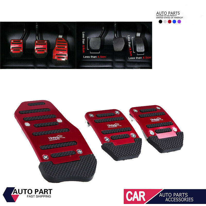 3x Non Slip Car Pedal Cover Red Brake Clutch Accelerator Manual Transmission UK