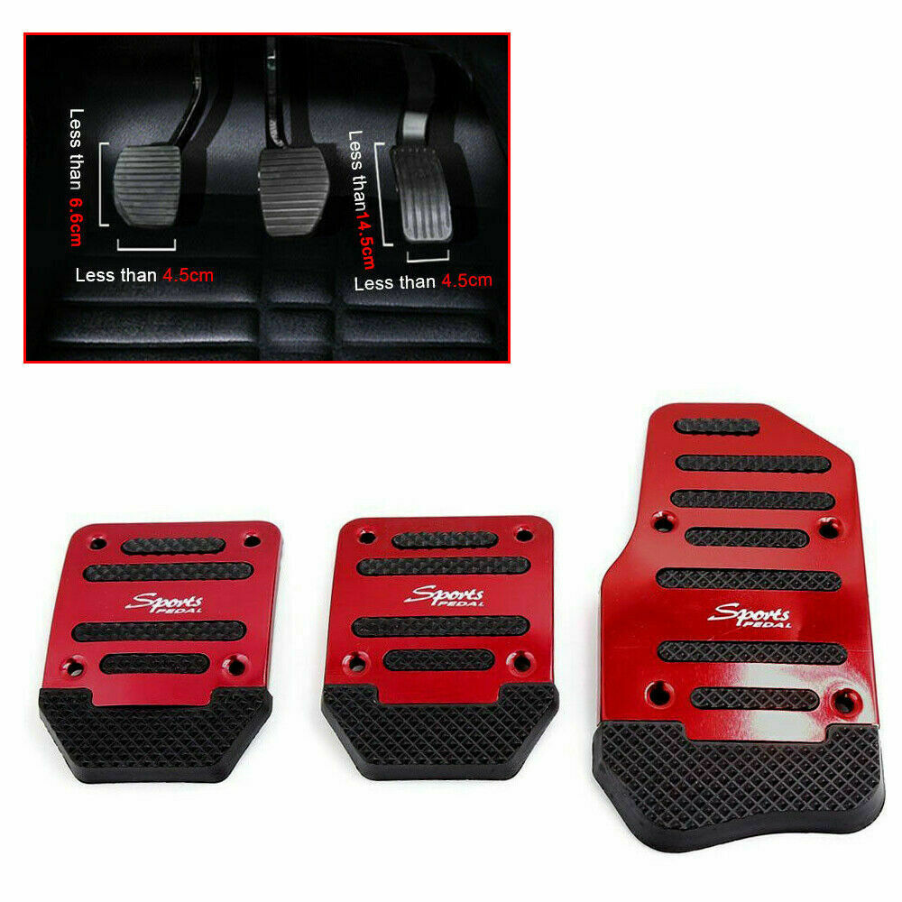 3x Non Slip Car Pedal Cover Red Brake Clutch Accelerator Manual Transmission UK