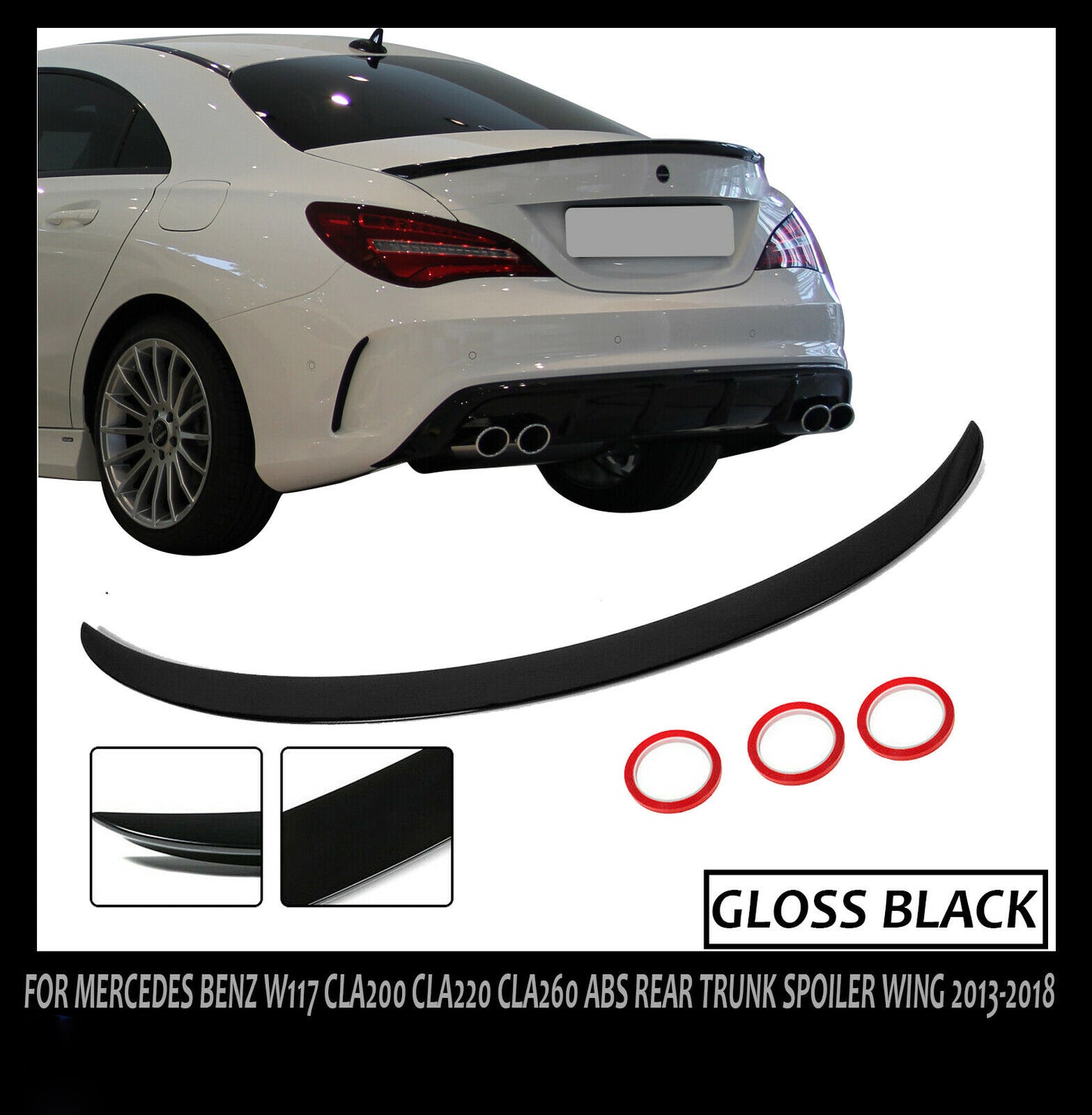 MERCEDES CLA W117 C117 AMG STYLE WING REAR TRUNK BOOT SPOILER LIP GLOSS BLACK