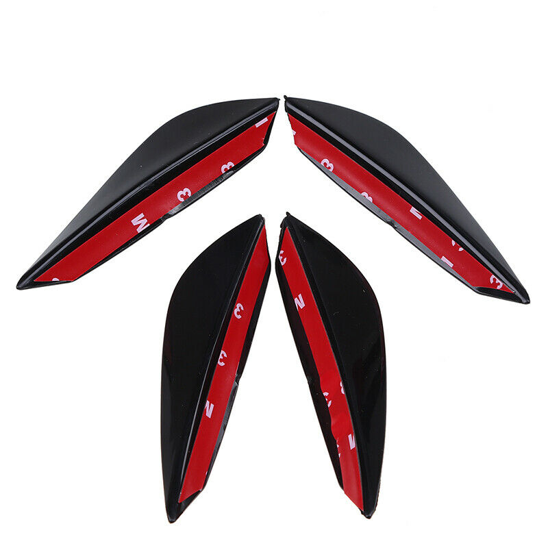 4pcs Universal Car Front Bumper Lip Splitter Fin Body Spoiler Canards Trim Black