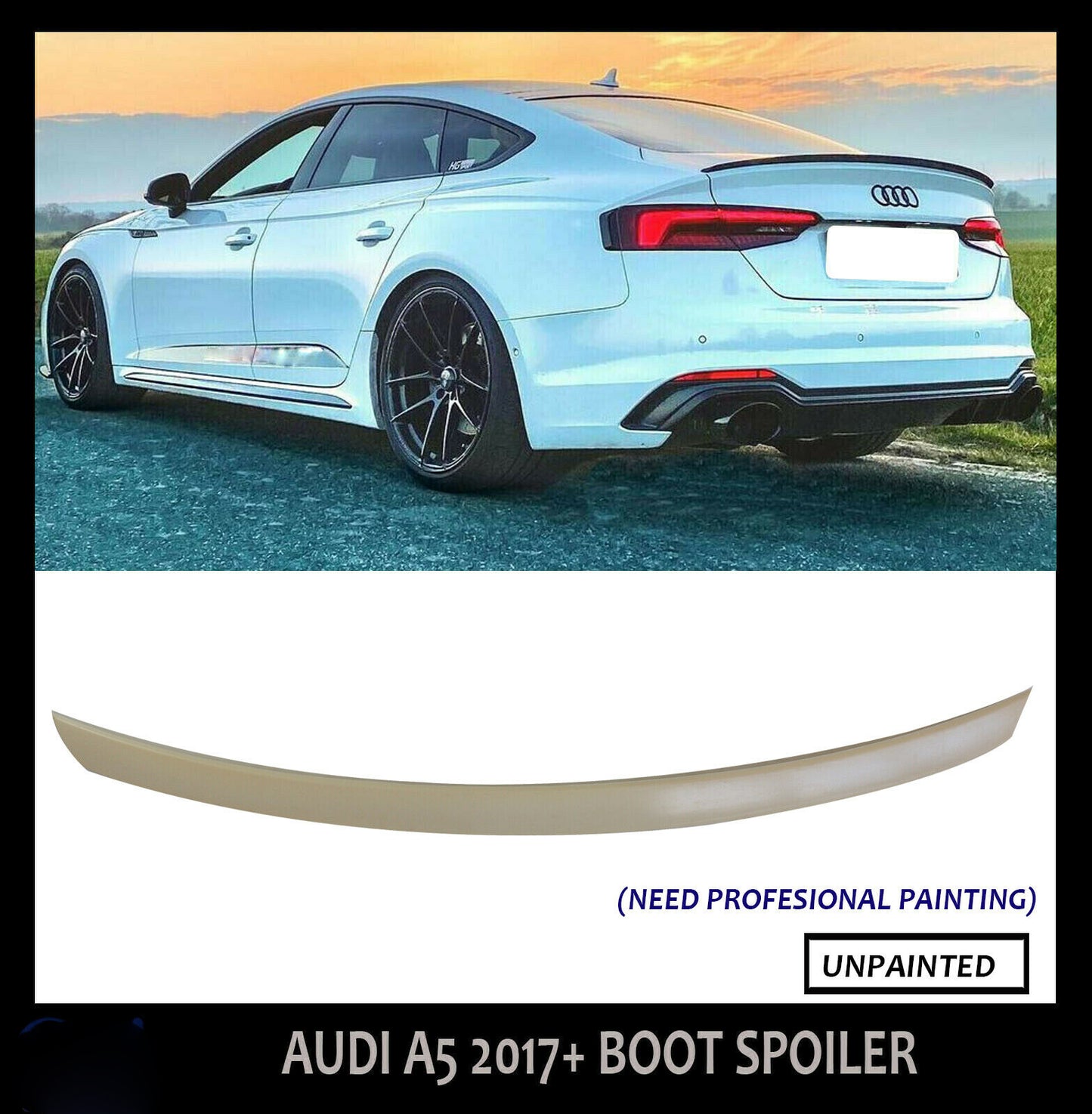 AUDI A5 F5A RS5 S5 S LINE RS LOOK REAR BOOT SPOILER TRUNK LIP 2017+