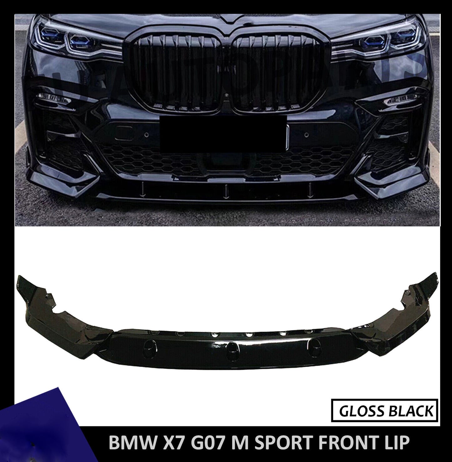 FOR BMW X7 G07 M SPORT GLOSS BLACK FRONT LIP SPOILER SPLITTER