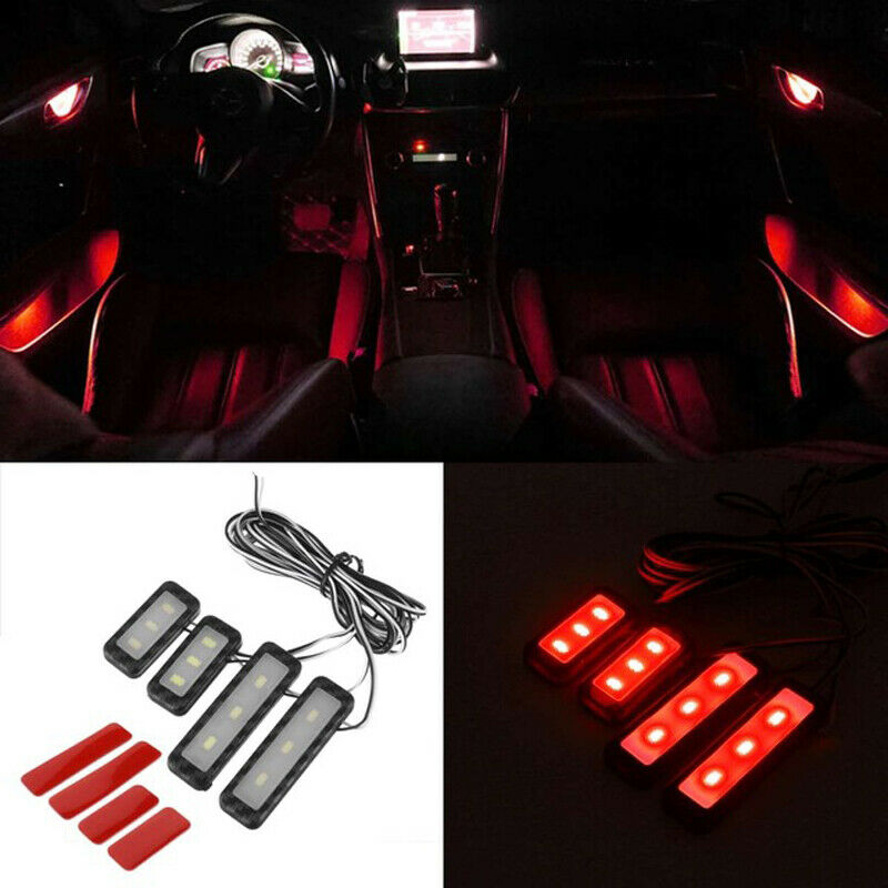 Car Red Door Bowl Handle LED Ambient Atmosphere Light Interior Accessories Lamp