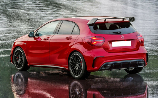 MERCEDES A CLASS W176 AMG A45 LOOK REAR DIFFUSER TAILPIPES GLOSS BLACK 2012-2018