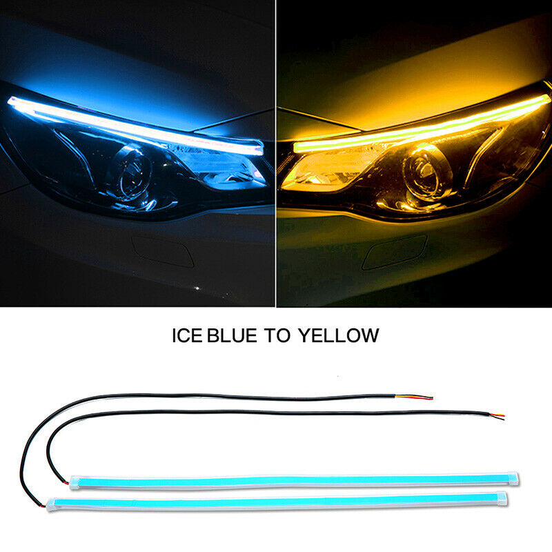 Red+Yellow Flexible Car Tube DRL LED Strip Daytime Running Light Turn Signal