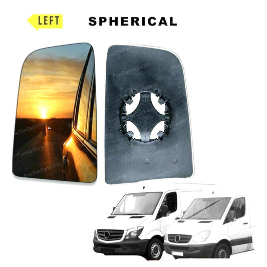 Left near side Wing mirror glass for Mercedes Sprinter 2006-18 heated Upper
