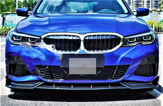 BMW M Sport 3 Series G20 G21 M3 Style Gloss Black Front Splitter Lip 2018 plus