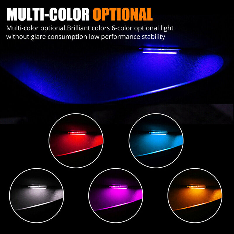 Car Red Door Bowl Handle LED Ambient Atmosphere Light Interior Accessories Lamp