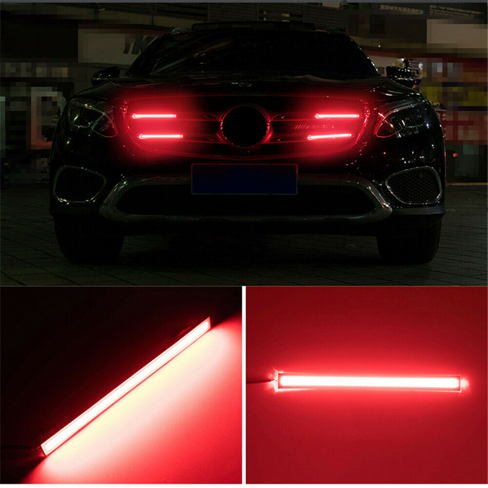 UK 10pcs Red LED Strip Car DRL Running Daytime Light COB Driving Lights 17CM