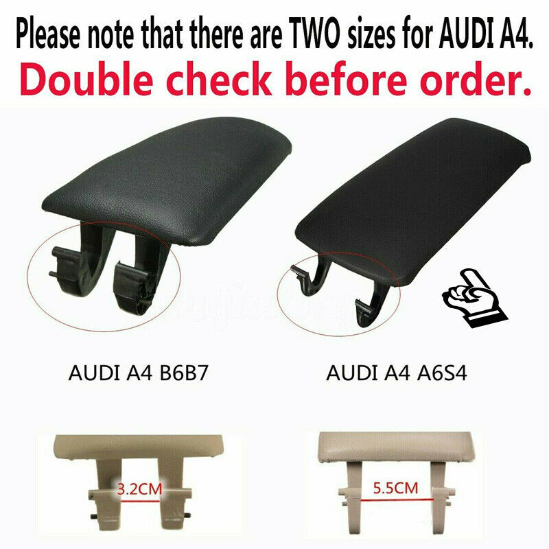 For Audi A4 B6 B7 2001-2008 PU Leather Center Console Armrest Lid Cover Grey