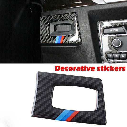For BMW 3 Series E90 E92 E93 2005-2012 Carbon Fiber Keyhole Strips Cover Trim ee