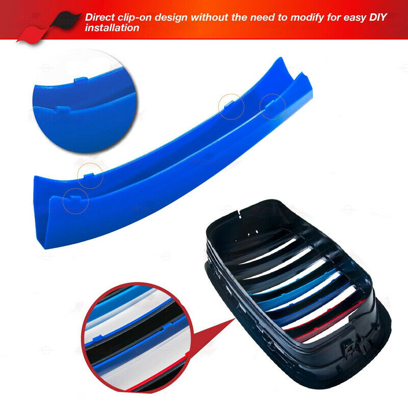 3x M Sport Kidney Grille Grill Cover Stripe Clip For BMW 5 Series F10 2014-2017