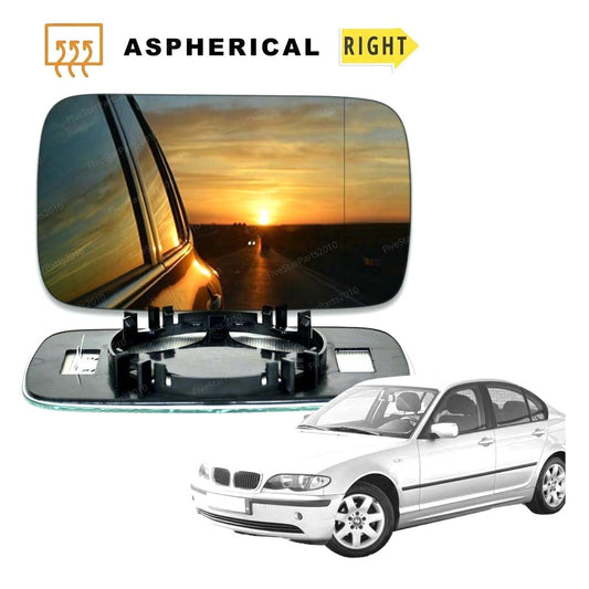 Right side Wide Angle mirror glass for BMW 3 series 98-05 saloon estate Heated