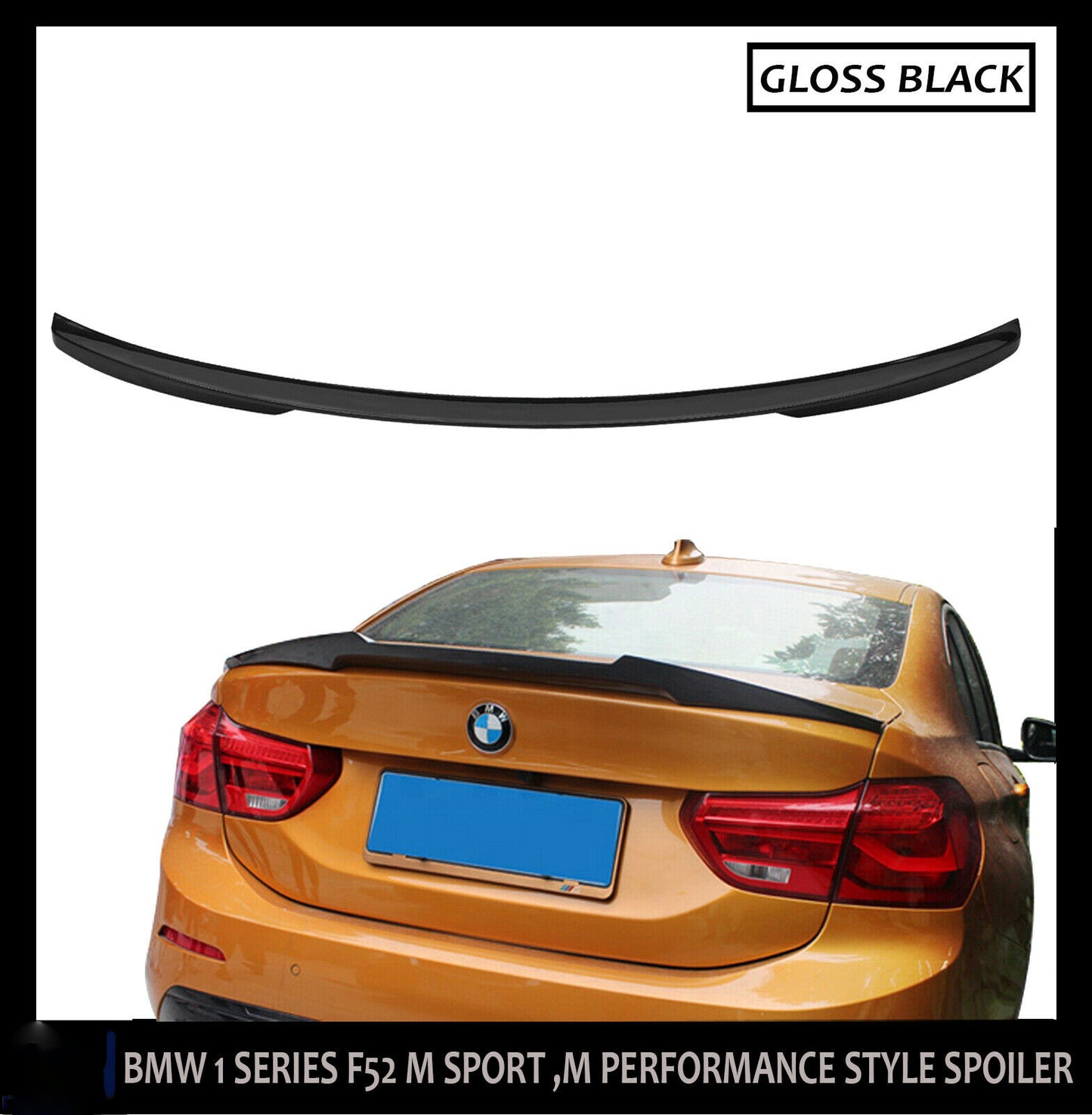 BMW 1 SERIES F52 M SPORT M PERFORMANCE REAR BOOT SPOILER TRUNK LIP GLOSS BLACK