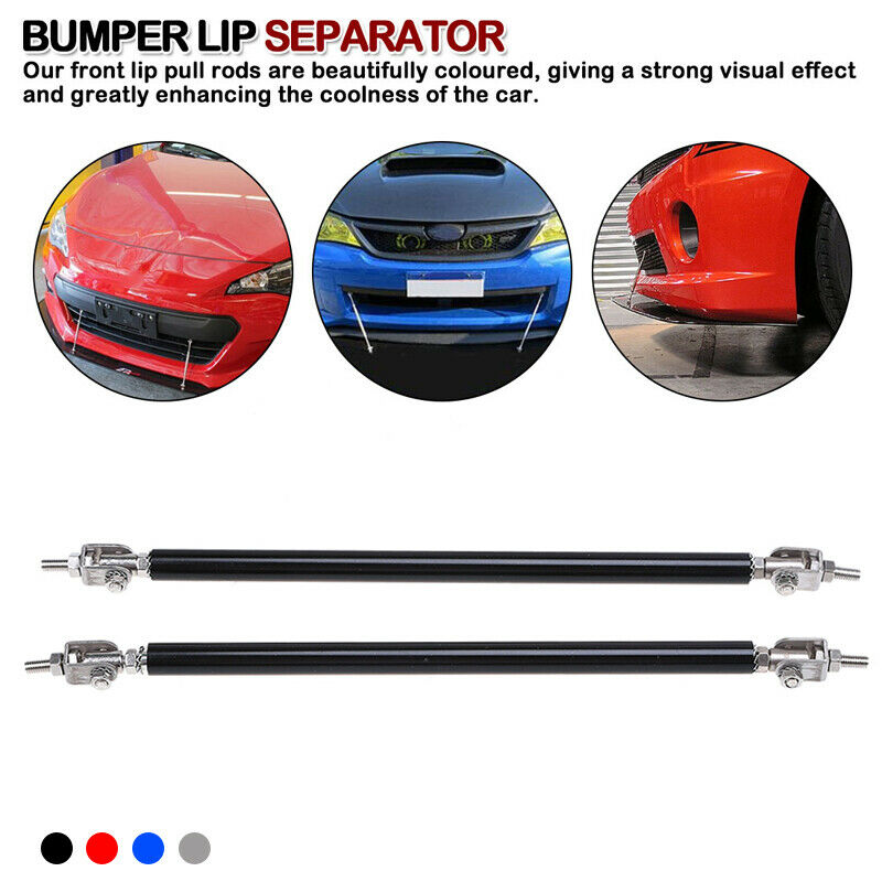 20cm Car Front Rear Bumper Splitter Strut Lip Tie Rod Support Adjustable Black