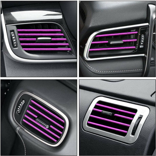 10x Car SUV Accessories Purple Air Conditioner Air Outlet Decoration Strip Cover