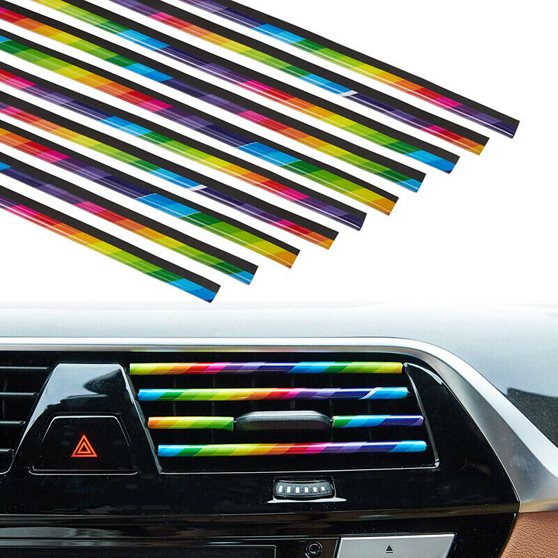 10x Car Accessories Colorful Air Conditioner Air Outlet Decoration Strip Cover