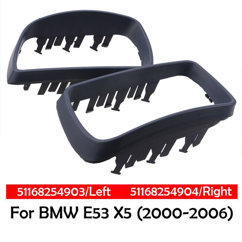 Pair Matte Black Door Wing Mirror Cover Cap Trim Ring For BMW X5 E53 2000-2006