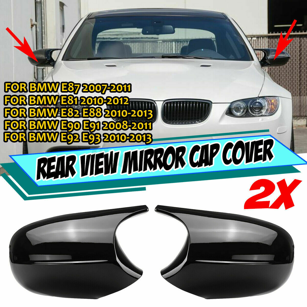 For BMW E81 E82 E90 E91 E92 E93 Facelifted 08-13 M3 Style Side Mirror Cap Covers