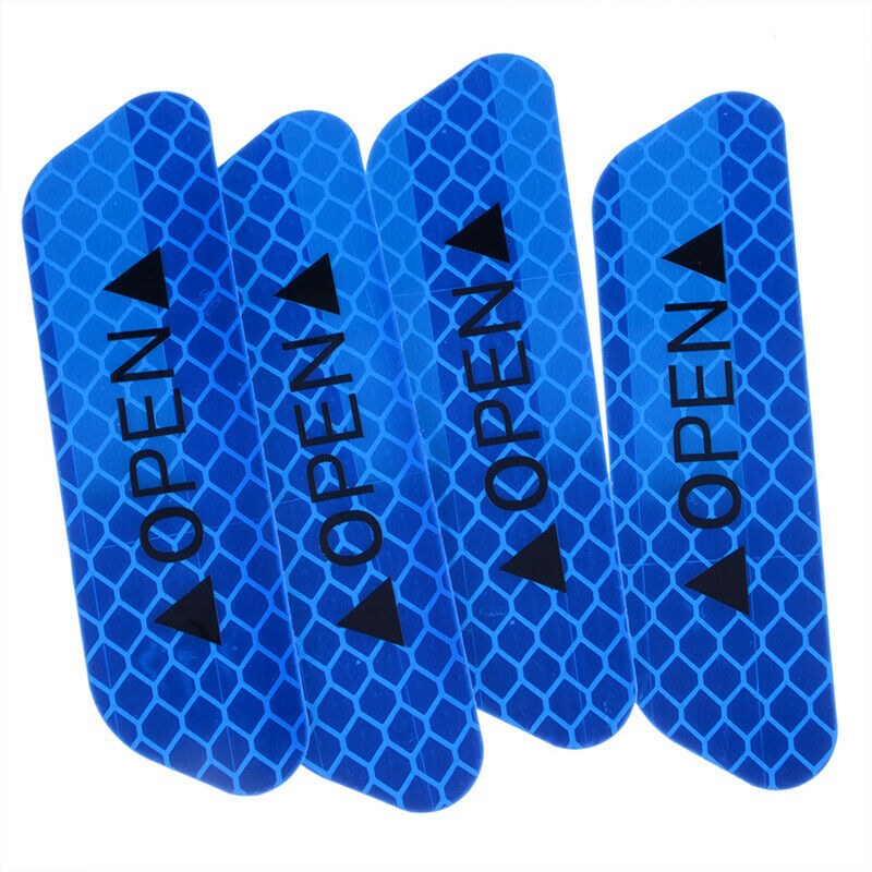 4X Car Door Open Sticker Reflective Tape Safety Warning Decal Blue Universal