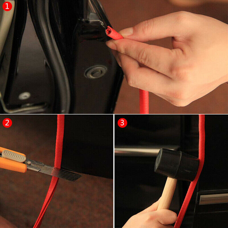 UK 4.5m Car Door Boot Edge Protectors Strip Trim U-shape Guard Seal Rubber Red