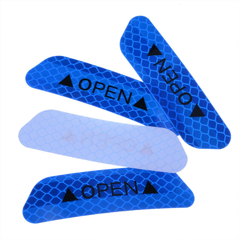 4X Car Door Open Sticker Reflective Tape Safety Warning Decal Blue Universal