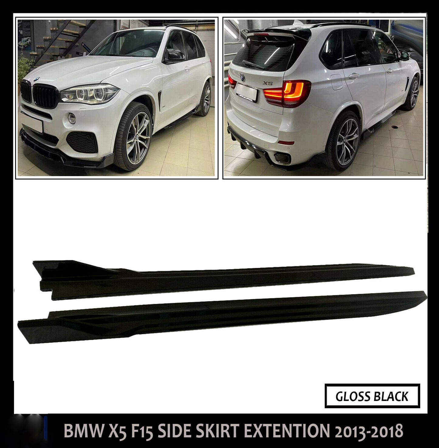 BMW X5 F15 M PERFORMANCE SIDE SKIRT SKIRTS EXTENSION BLADES GLOSS BLACK 2013-18