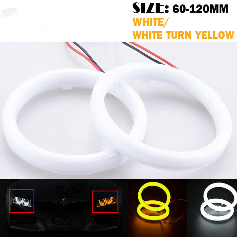 60-120mm COB LED Headlight Rings Halo Angel Eyes Fog Light Daytime Running Lamp