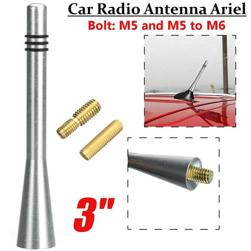 Car Bee-sting Stubby Short Aerial Ariel Arial Mast Silver Antenna Mast Aluminum