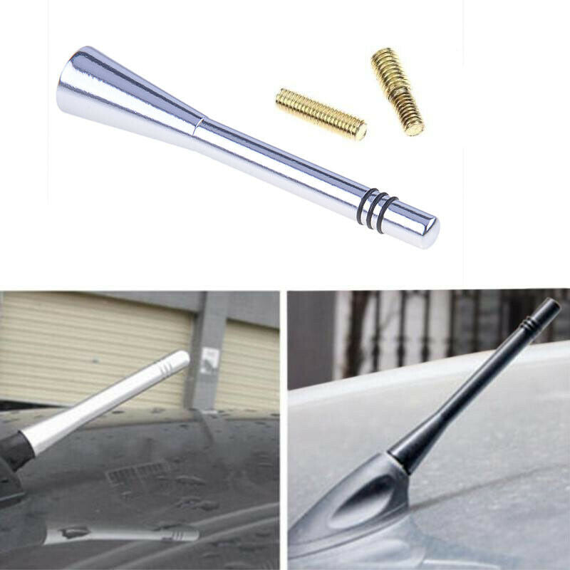 Car Bee-sting Stubby Short Aerial Ariel Arial Mast Silver Antenna Mast Aluminum