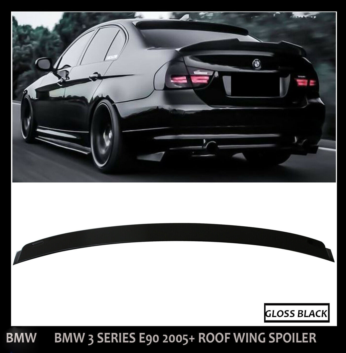 BMW 3 SERIES E90 M SPORT TYPE REAR TRUNK ROOF SPOILER LIP 2005-2011 GLOSS BLACK