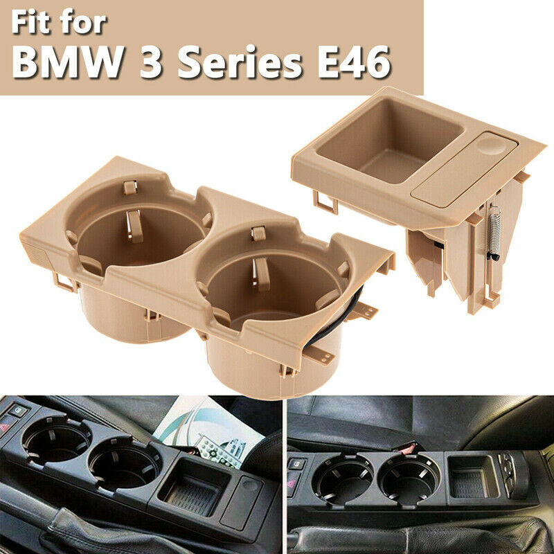 Beige Center Console Cup Drinks Holder+Coin Storage For BMW 3 Series E46 99-06