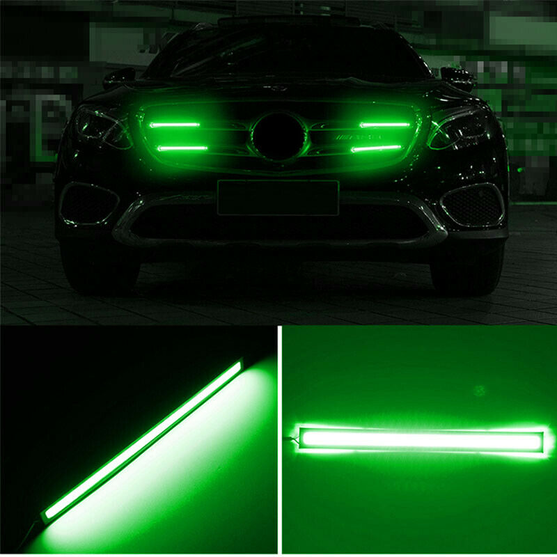 UK 10pcs Green LED Strip Car DRL Running Daytime Light COB Driving Lights 17CM