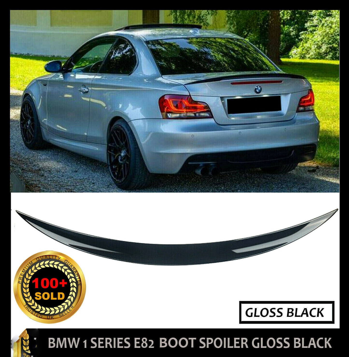 BMW 1 SERIES E82 REAR BOOT SPOILER TRUNK PERFORMANCE LIP GLOSS BLACK 2007-2013