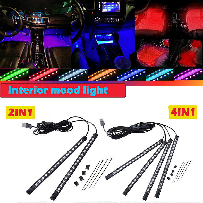 9/16 LED Car Interior Lights Footwell Strip Light Atmosphere Lamp Universal UK