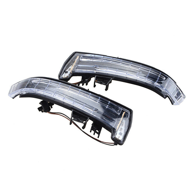 Pair Black Door Mirror Cover Cap LED Turn Signal For Benz W212 W204 W221