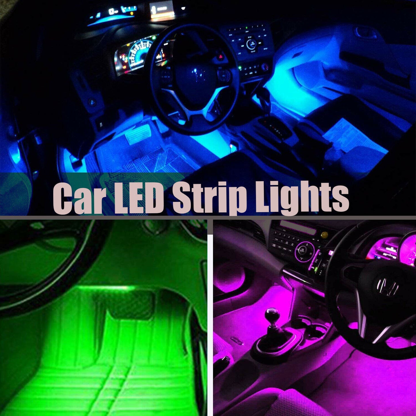 9/16 LED Car Interior Lights Footwell Strip Light Atmosphere Lamp Universal UK