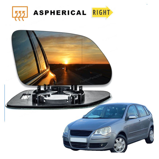 Right off side Wide Angle Wing mirror glass for VW Polo 2005-2009 Heated Driver