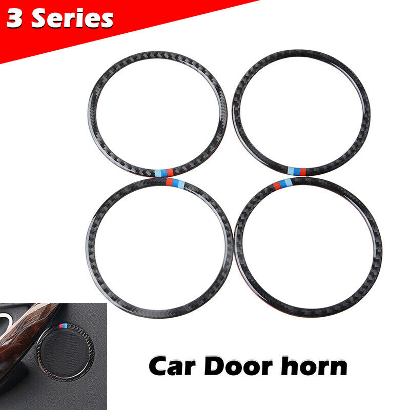 Real Carbon Fiber Speaker Ring Cover Trim Decor For BMW 3 4 Series F30 F34