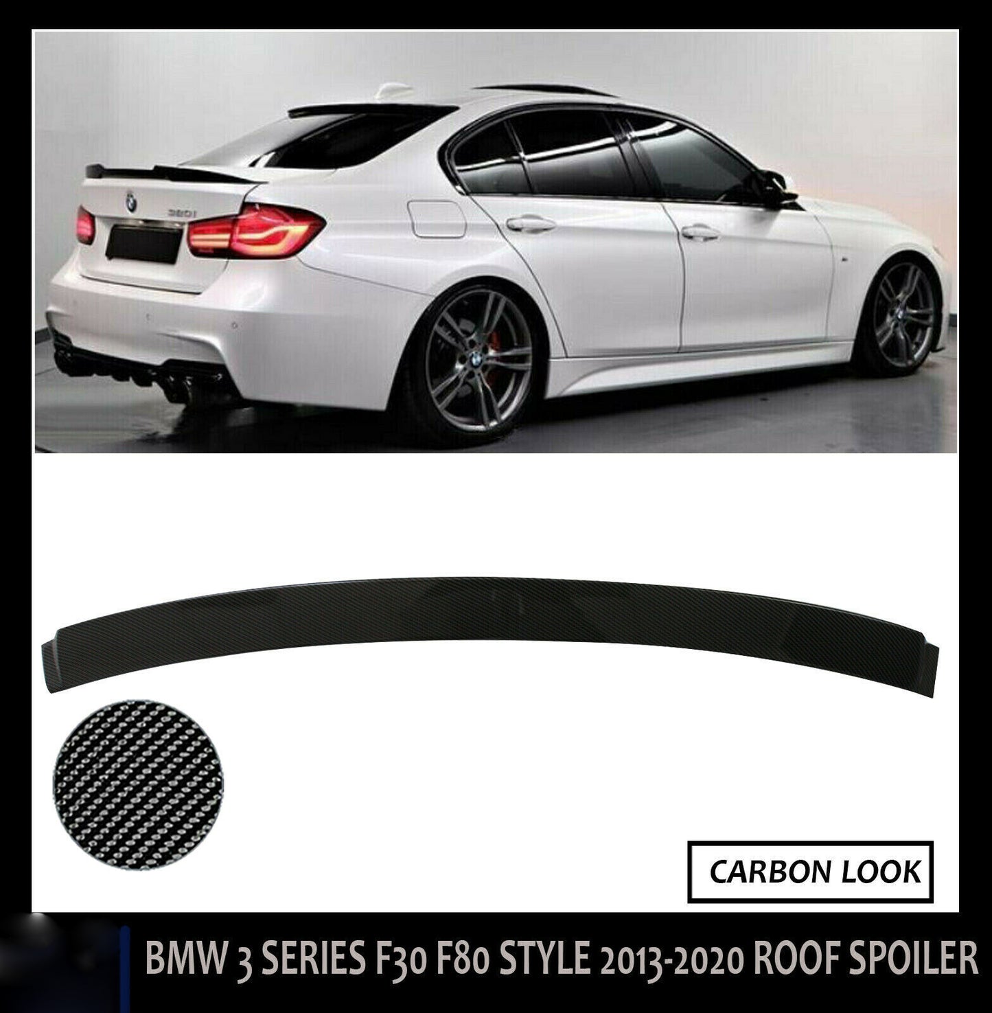 BMW 3 SERIES F30 F80 STYLE REAR ROOF SPOILER LIP LID CARBON BLACK 2013-2020 OEM