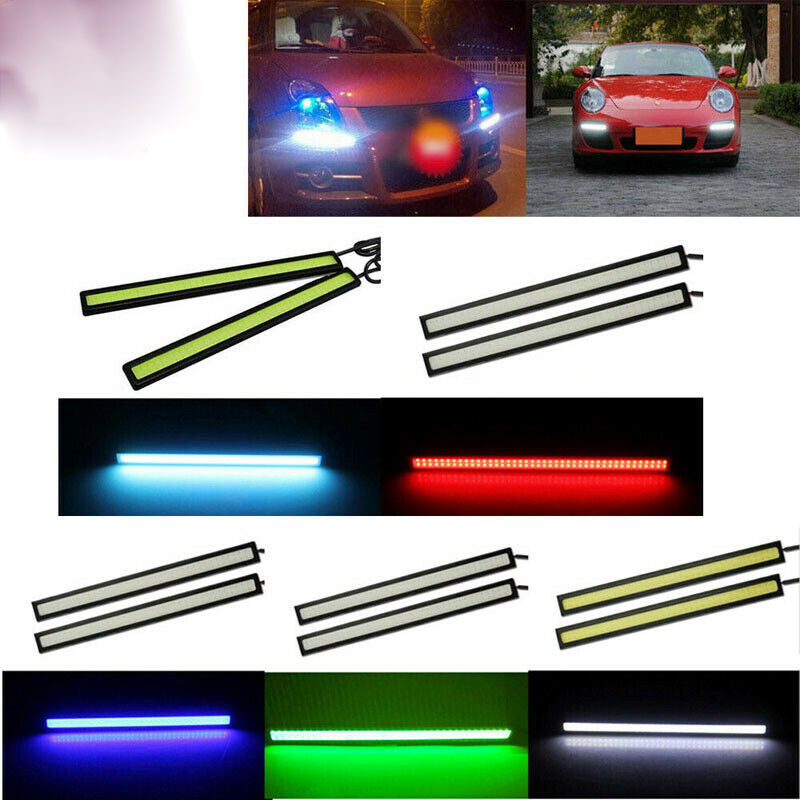 2X LED Strip Car DRL Running Daytime Light COB Driving Fog Lights Waterproof UK