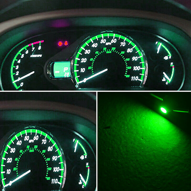 10x Green 9mmx12mm Wedge LED Dashboard Lamp Panel Bulb Car Instrument Light T4.7