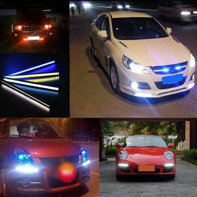 2X LED Strip Car DRL Running Daytime Light COB Driving Fog Lights Waterproof UK